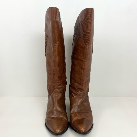 1st Edition Brown Woven Braided Leather Cowboy Boots Women’s Size 8 - Picture 15 of 15